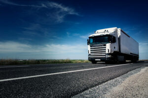 Semi-Truck Freight traffic on the road.